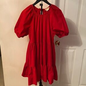 Vibrant Red Puff Sleeve dress